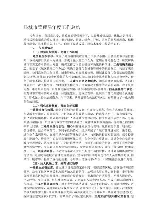 县城市管理局年度工作总结.docx