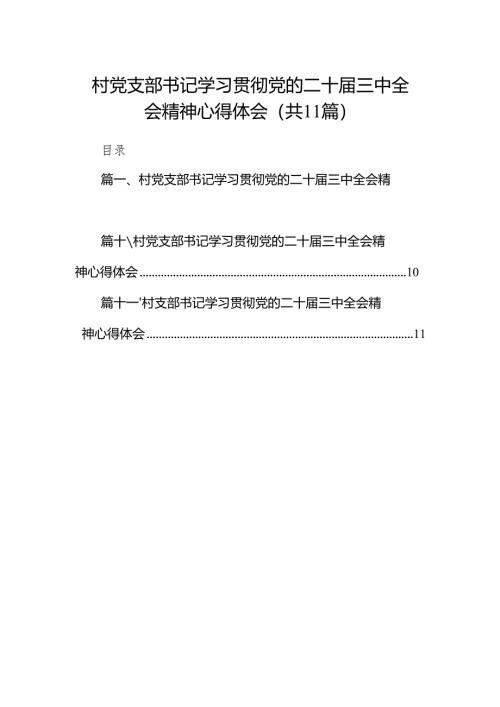 （11篇）村党支部书记学习贯彻党的二十届三中全会精神心得体会样例.docx