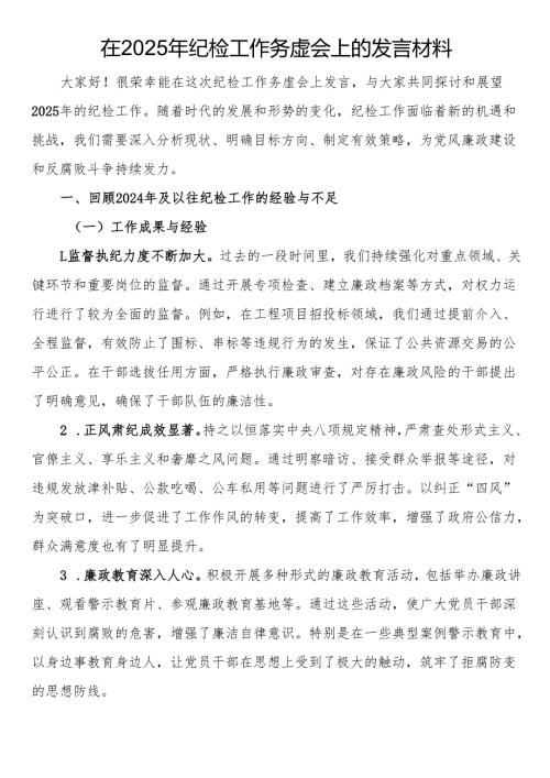 在2025年纪检工作务虚会上的发言材料.docx