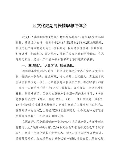 区文化局副局长挂职总结体会.docx
