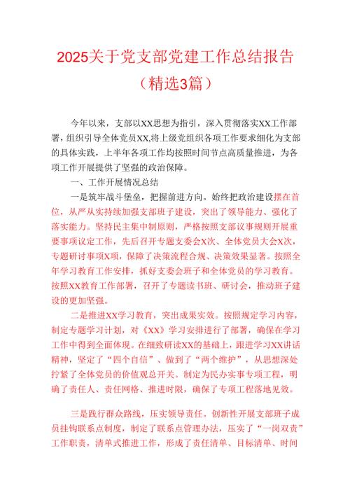 2025关于党支部党建工作总结报告（精选3篇）.docx