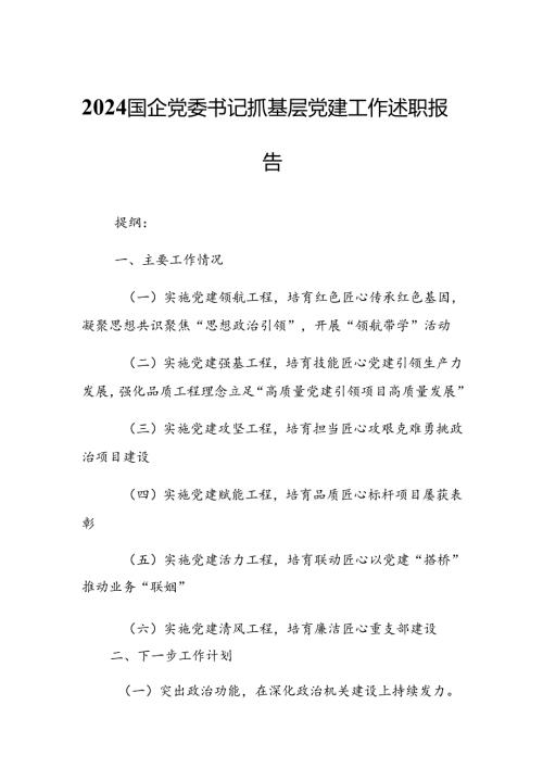 2024国企党委书记抓基层党建工作述职报告.docx