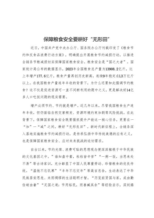 保障粮食安全要耕好“无形田”.docx