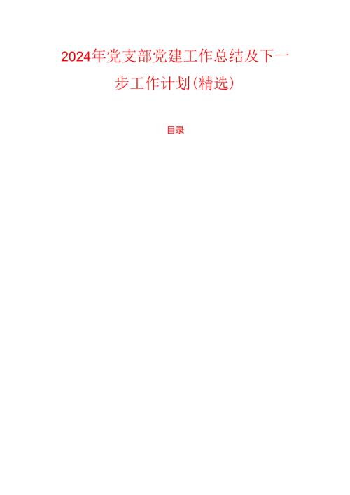 2024 年党支部党建工作总结及下一步工作计划（精选）.docx