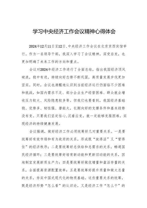 2024年学习贯彻中央经济工作会议精神专题学习心得体会十篇.docx