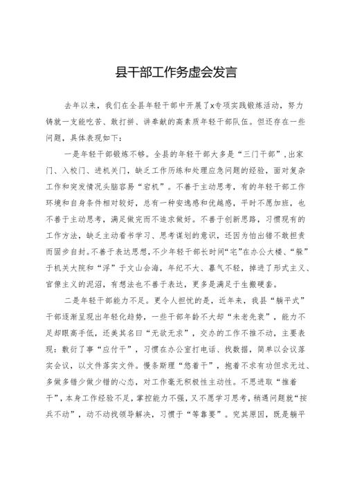 在县2025年干部工作务虚会上的发言.docx