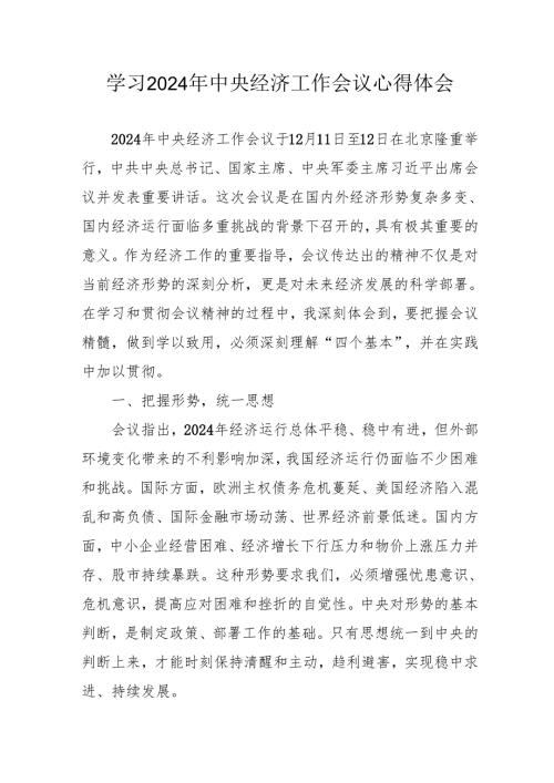 学习2024年中央经济工作会议心得体会.docx