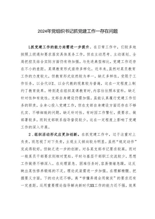 2024年党组织书记抓党建工作——存在问题.docx