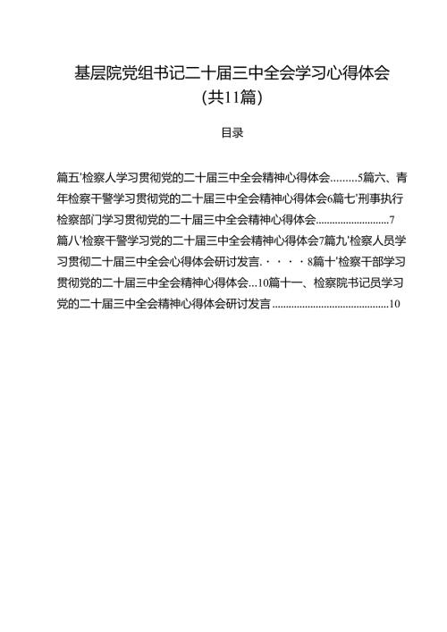 基层院党组书记二十届三中全会学习心得体会11篇（精选）.docx
