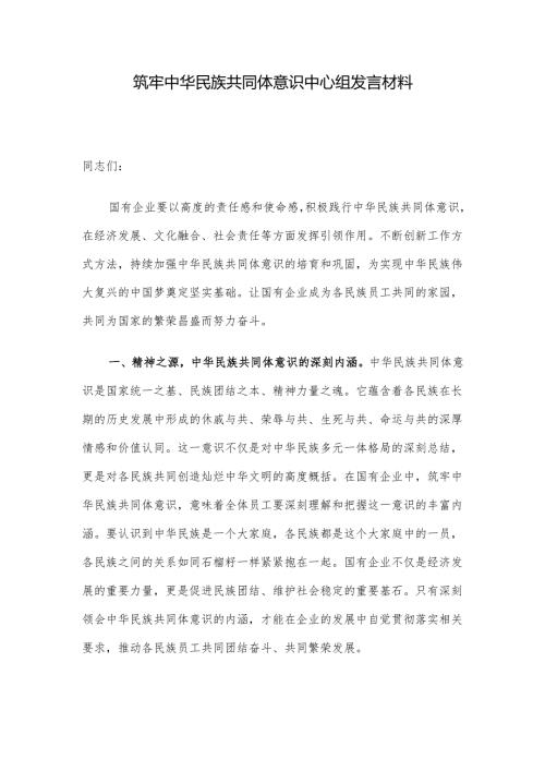 筑牢中华民族共同体意识中心组发言材料.docx