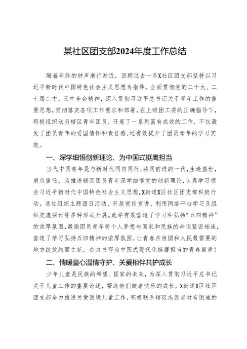 某社区团支部2024年度工作总结.docx