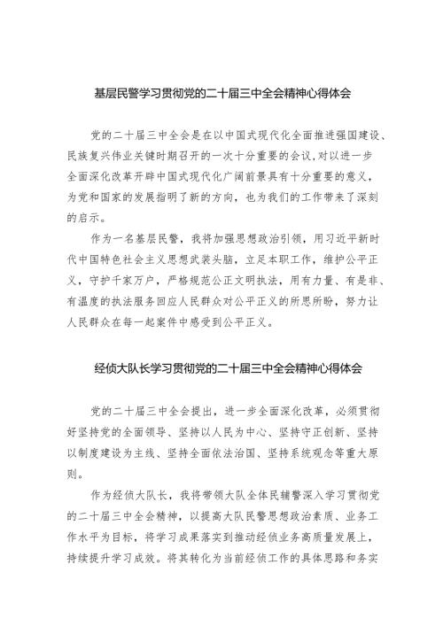 （9篇）基层民警学习贯彻党的二十届三中全会精神心得体会选择集合.docx