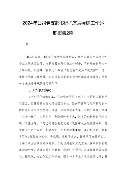 2024年公司党支部书记抓基层党建工作述职报告2篇.docx