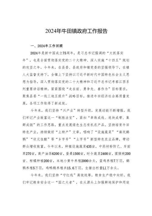 2024年牛田镇政府工作报告.docx