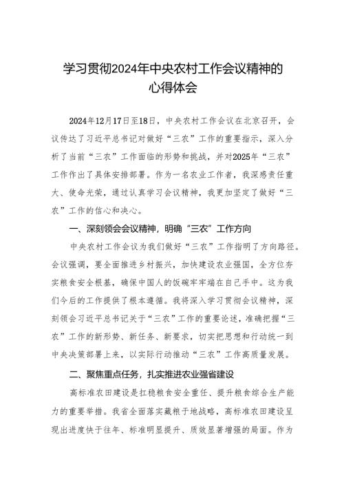 2024年农村干部学习贯彻中央农村工作会议精神的心得体会.docx
