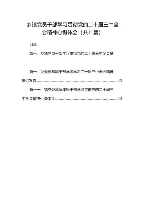 （11篇）乡镇党员干部学习贯彻党的二十届三中全会精神心得体会（最新版）.docx