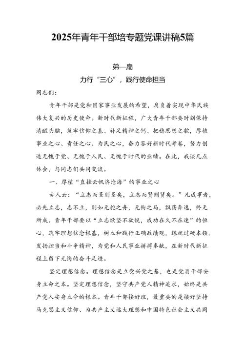 2025年青年干部培专题党课讲稿5篇.docx