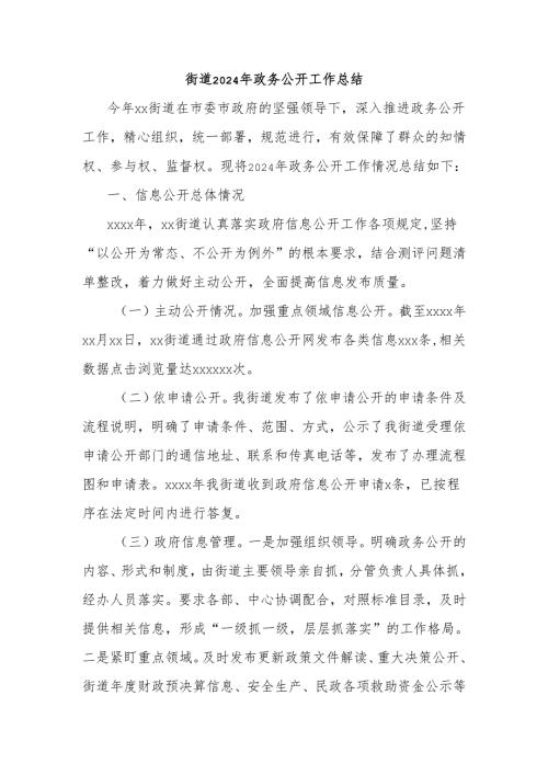 街道2024年政务公开工作总结.docx