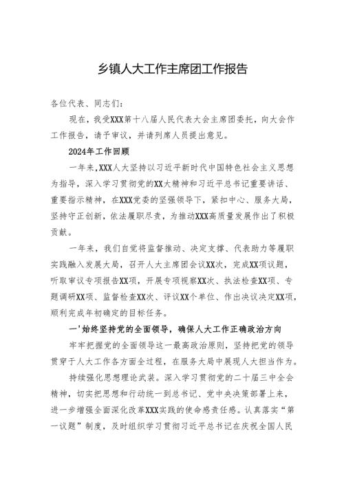 2024年乡镇人大工作主席团工作报告.docx