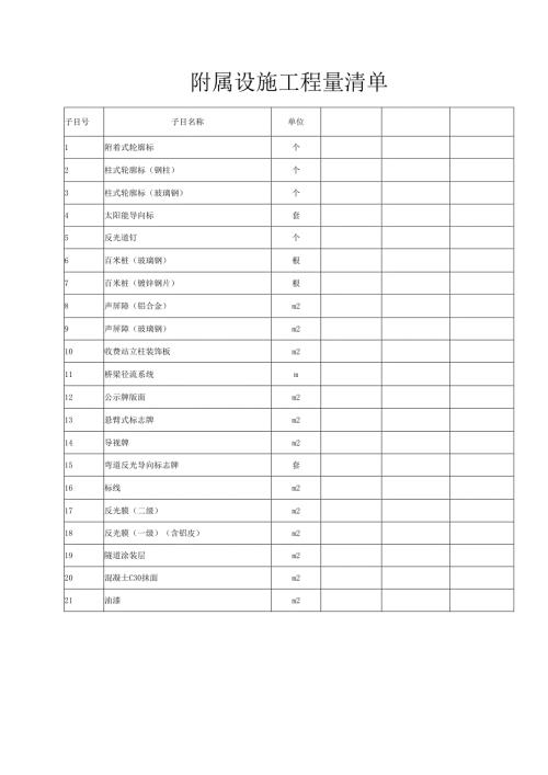 附属设施工程量清单.docx