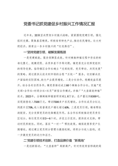 2024党委书记抓党建促乡村振兴工作情况汇报.docx