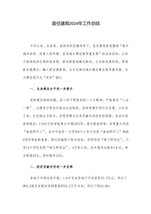 县住建局2024年工作总结.docx
