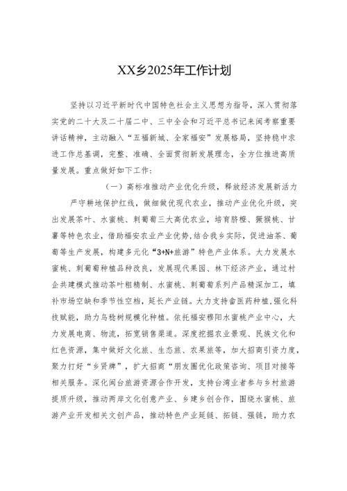 XX乡2025年工作计划.docx