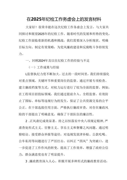 在2025年纪检工作务虚会上的发言材料.docx