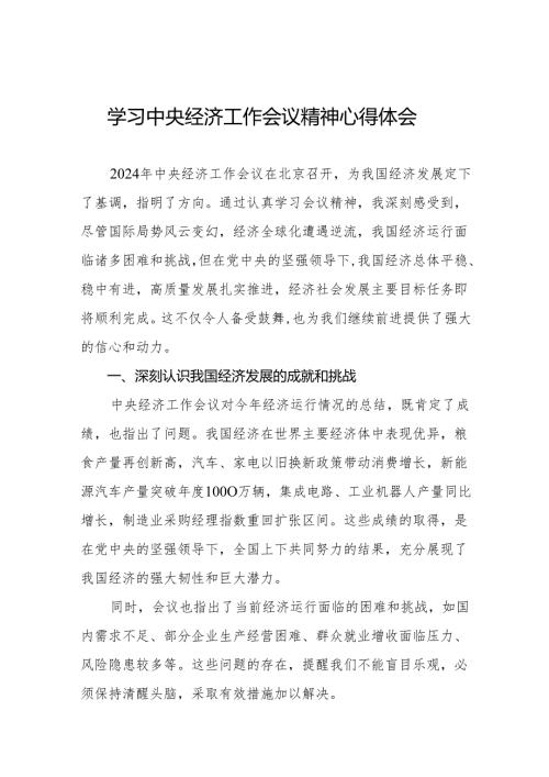八篇党员干部学习2024年中央经济工作会议精神的心得体会.docx