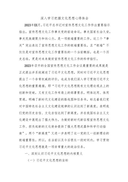 深入学习把握文化思想心得体会.docx