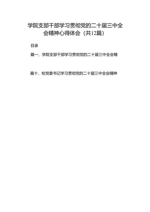2024学院支部干部学习贯彻党的二十届三中全会精神心得体会（共12篇）.docx