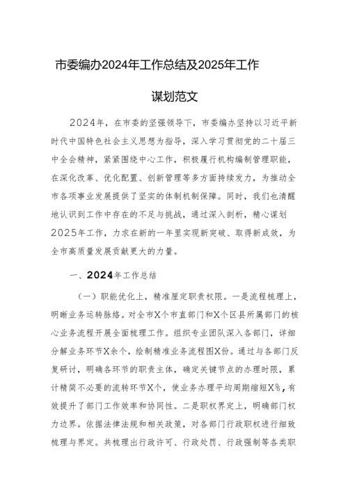 编办2024年工作总结及2025年工作谋划范文.docx