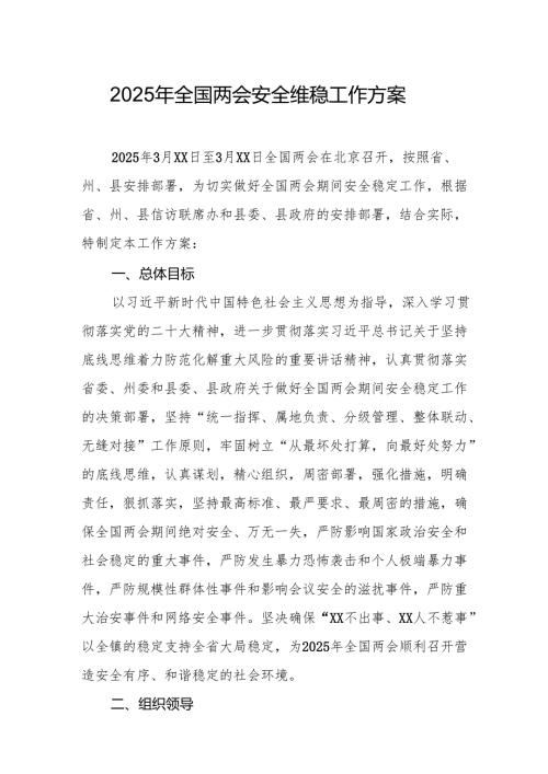 乡镇2025年全国两会安全维稳工作实施方案.docx