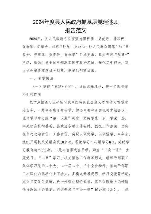 2024年度县人民政府抓基层党建述职报告范文.docx