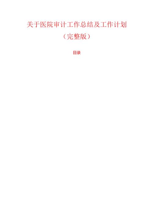 1.关于医院审计工作总结及工作计划（完整版）.docx