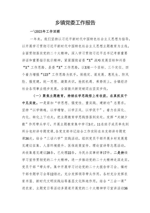 乡镇党委工作报告.docx