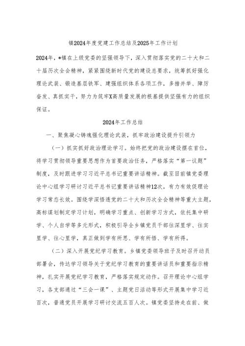 镇2024年度党建工作总结及2025年工作计划.docx