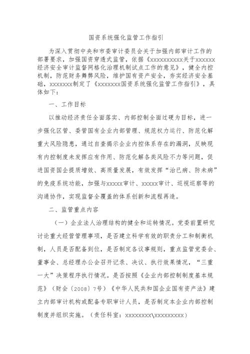 国资系统强化监管工作指引.docx