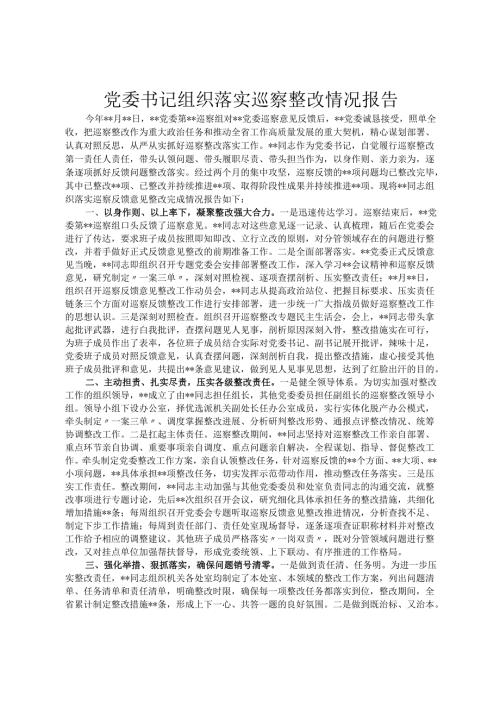 党委书记组织落实巡察整改情况报告.docx