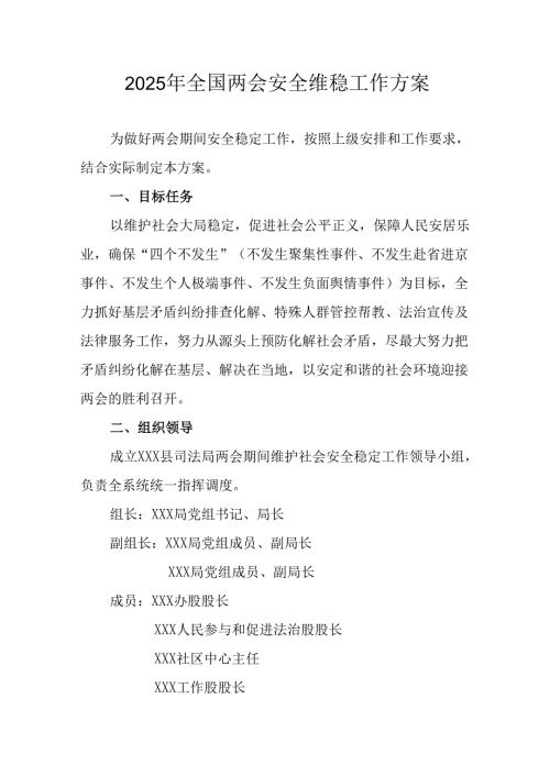 乡镇2025年全国两会安全维稳工作方案 汇编3份.docx