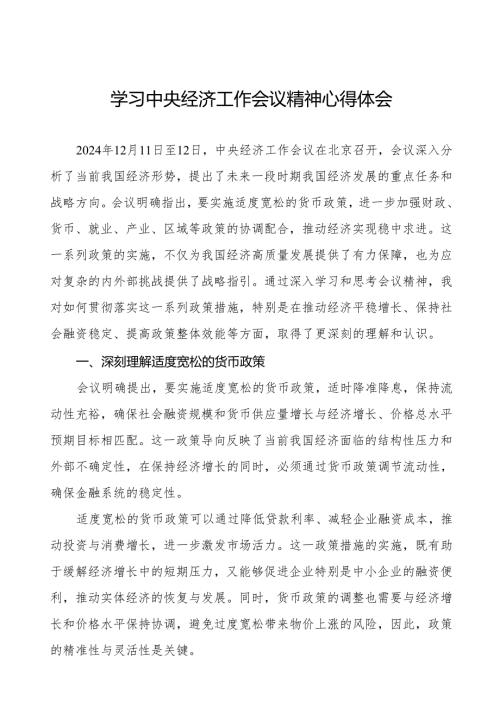 九篇2024年中央经济工作会议精神心得体会发言稿.docx