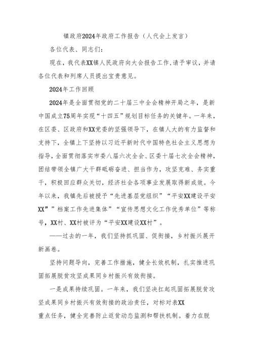 镇政府2024年政府工作报告（人代会上发言）.docx