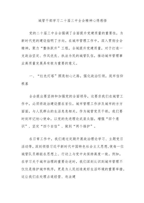 城管干部学习二十届三中全会精神心得感悟.docx