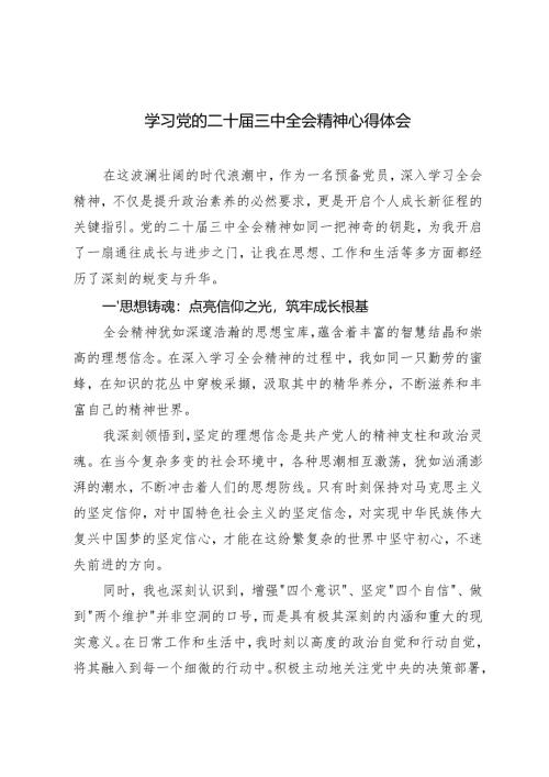 基层工作者学习二十届三中全会精神心得体会党的二十届三中全会精神理论学习中心组发言.docx