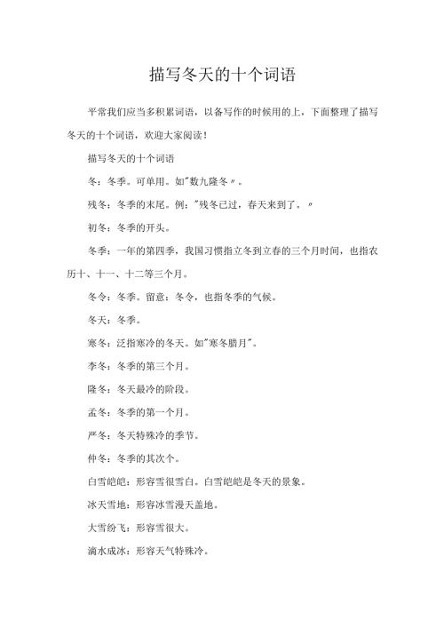 描写冬天的十个词语.docx