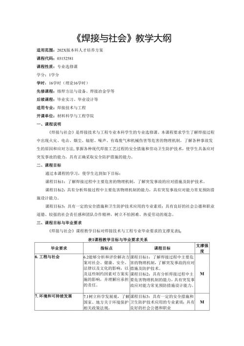 《焊接与社会》教学大纲.docx