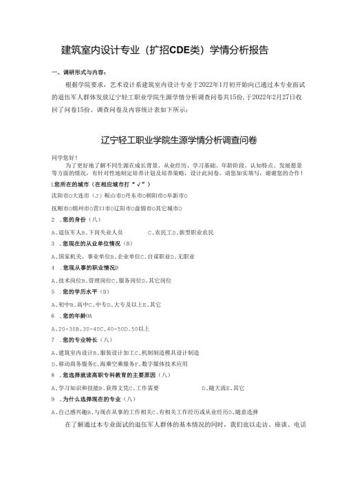 职业技术学院建筑室内设计专业（扩招CDE类）学情分析报告.docx
