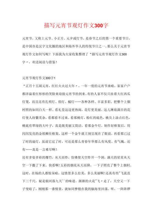 描写元宵节观灯作文300字.docx