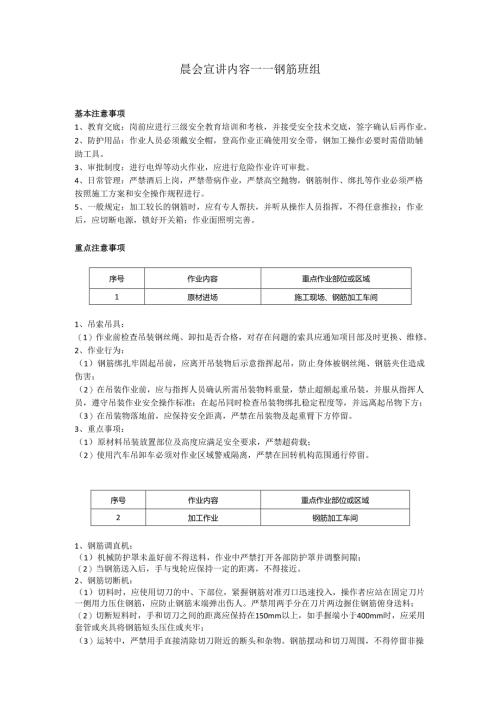 钢筋工安全晨会（班前会）.docx