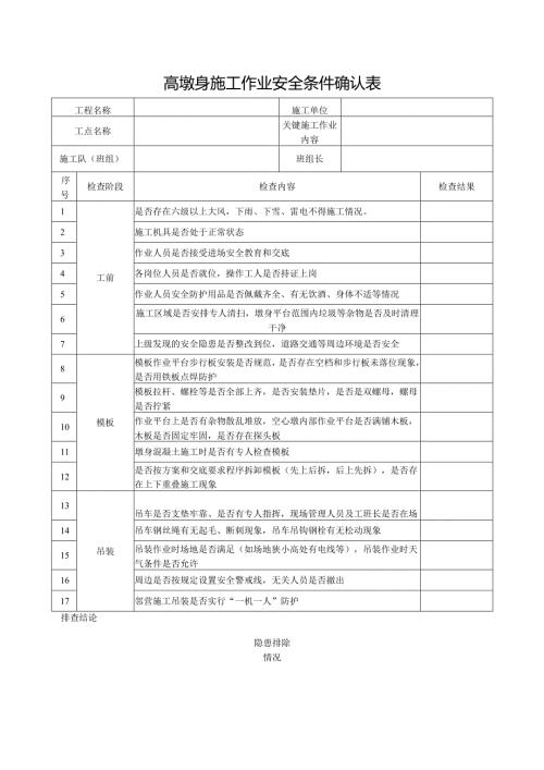 高墩身施工作业安全条件确认表.docx